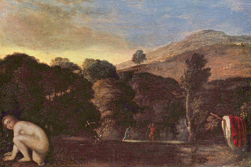Adam  Elsheimer Landschaft mit badender Nymphe